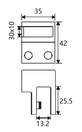 Technical drawing of square shower fitting pipe one Side Close JSS-3870