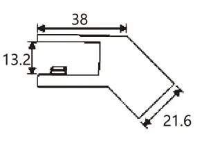 Technical drawing of square shower fitting pipe to glass 135 degree JSS-3871