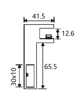 Technical drawing of square stabilizer pipe to glass JSS-3872 for shower glass door