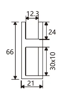 Technical drawing of square stabilizer pipe to glass JSS-3873 for shower glass door