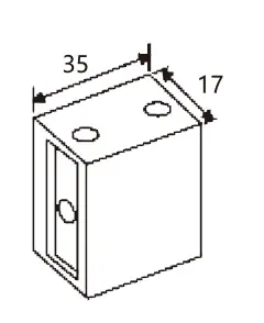 Technical drawing of square stabilizer fittign JSS-3880 for shower glass door