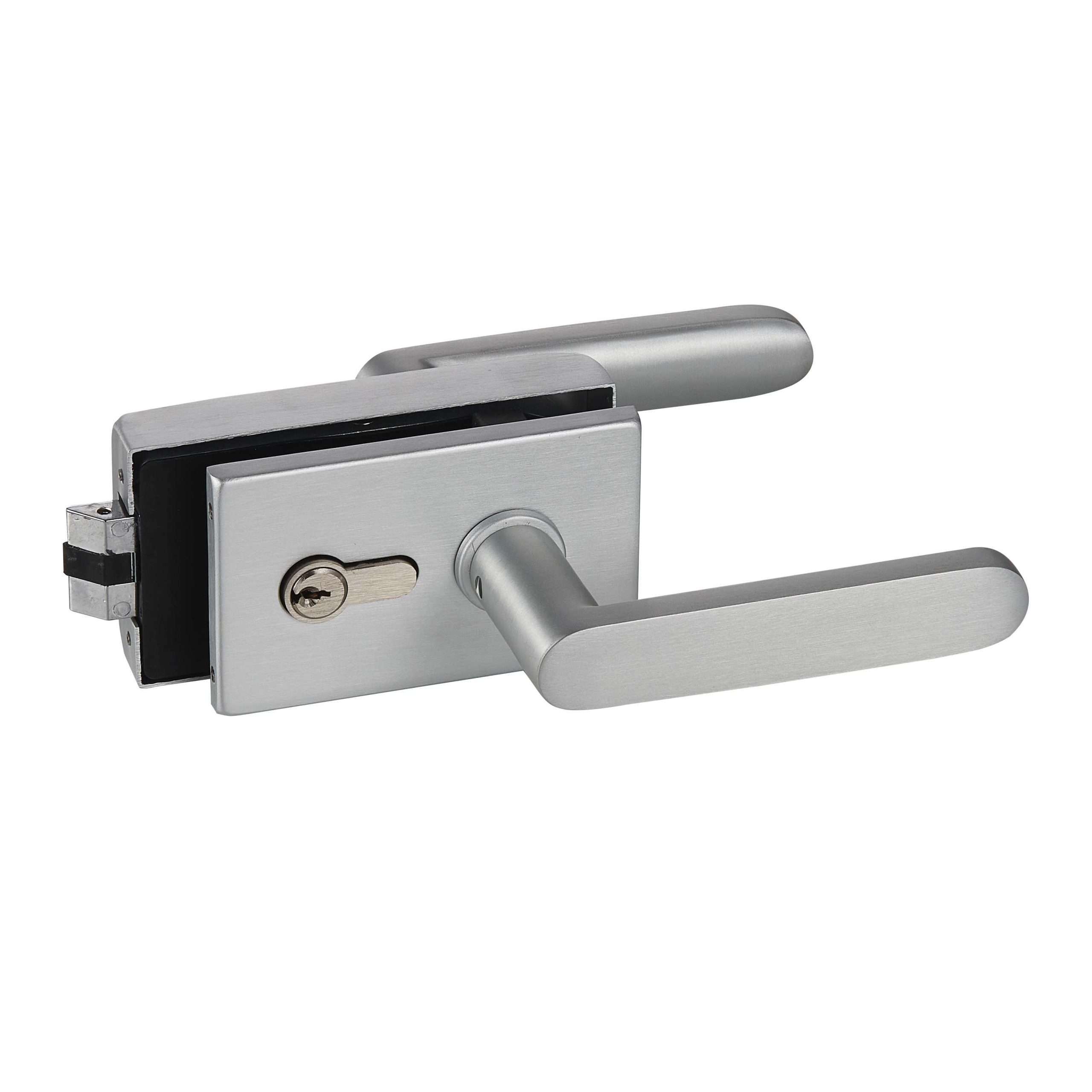 square frameless mechanica lever lock JPL-4077 with standard round key cylinder