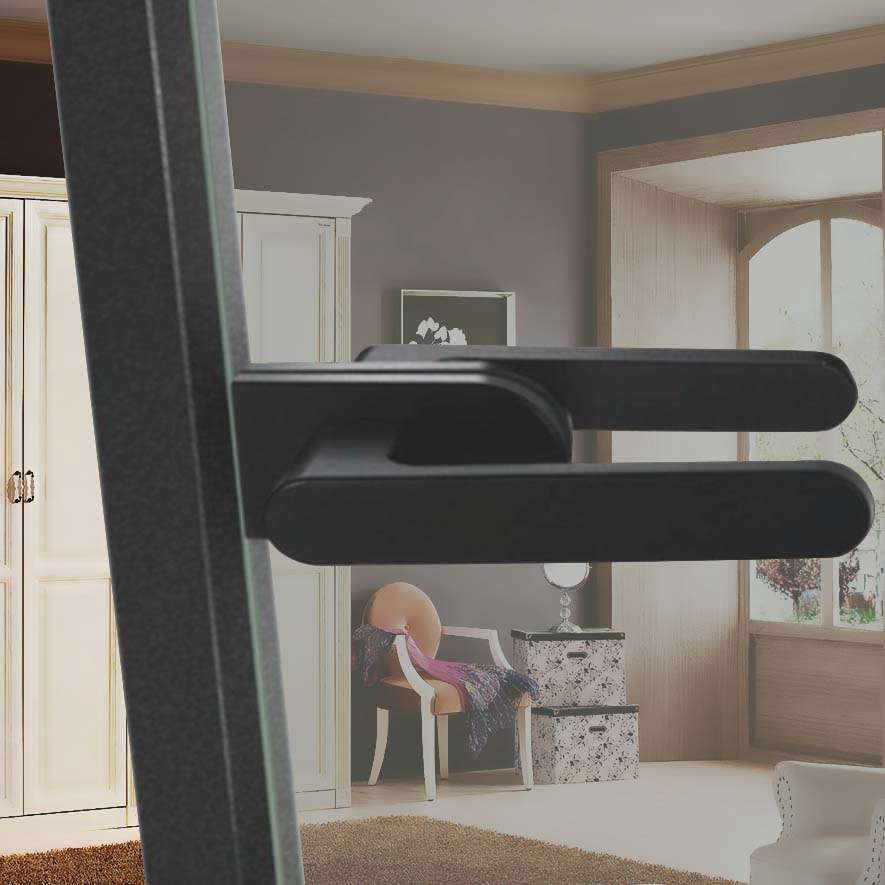 half-round rectangular matte black framed mechanical lock JPL-4701