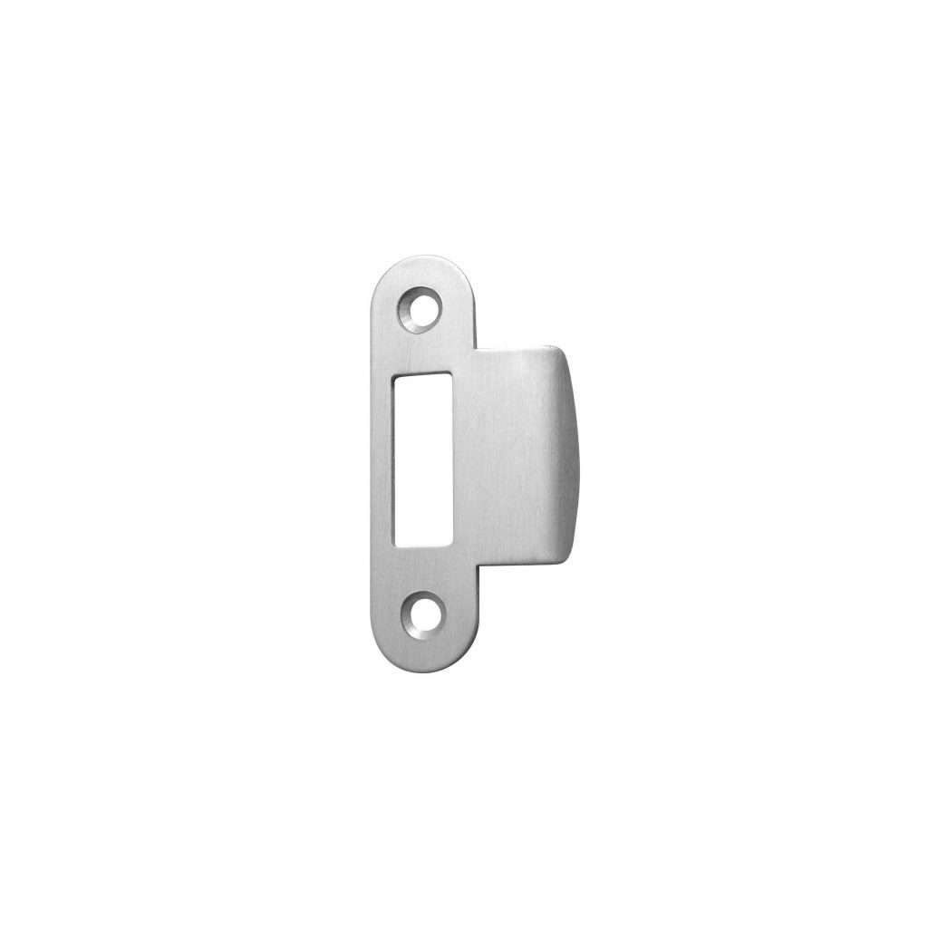 curved-edge lock plate with raised latch area and mounting holes