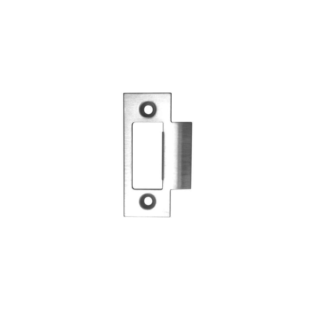 Slim rectangular lock plate with center latch slot and two screw holes