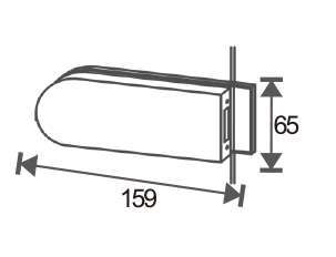 Technical drawing of flat half-round rectangular lock keeper