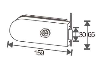 Technical drawing of rectangular-half-round shape lever lock MJPL-4071B with a clean panel