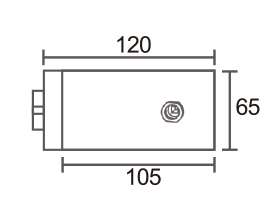 Technical drawing of square shaped lever lock MJPL-4077C with concealed key cylinder