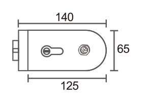 Technical drawing of frameless magnetic lever lock MJPL-4078 with standard round key cylinder