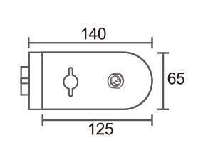 Technical drawing of frameless magnetic lever lock MJPL-4078A with big round turn-knob