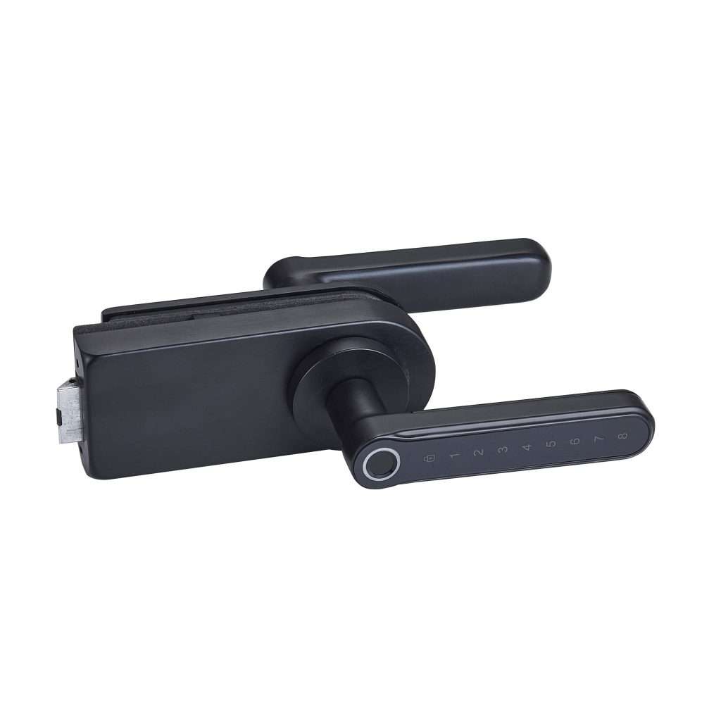 matte black frameless smart lock JPL-4500 with touch keypad lever handle