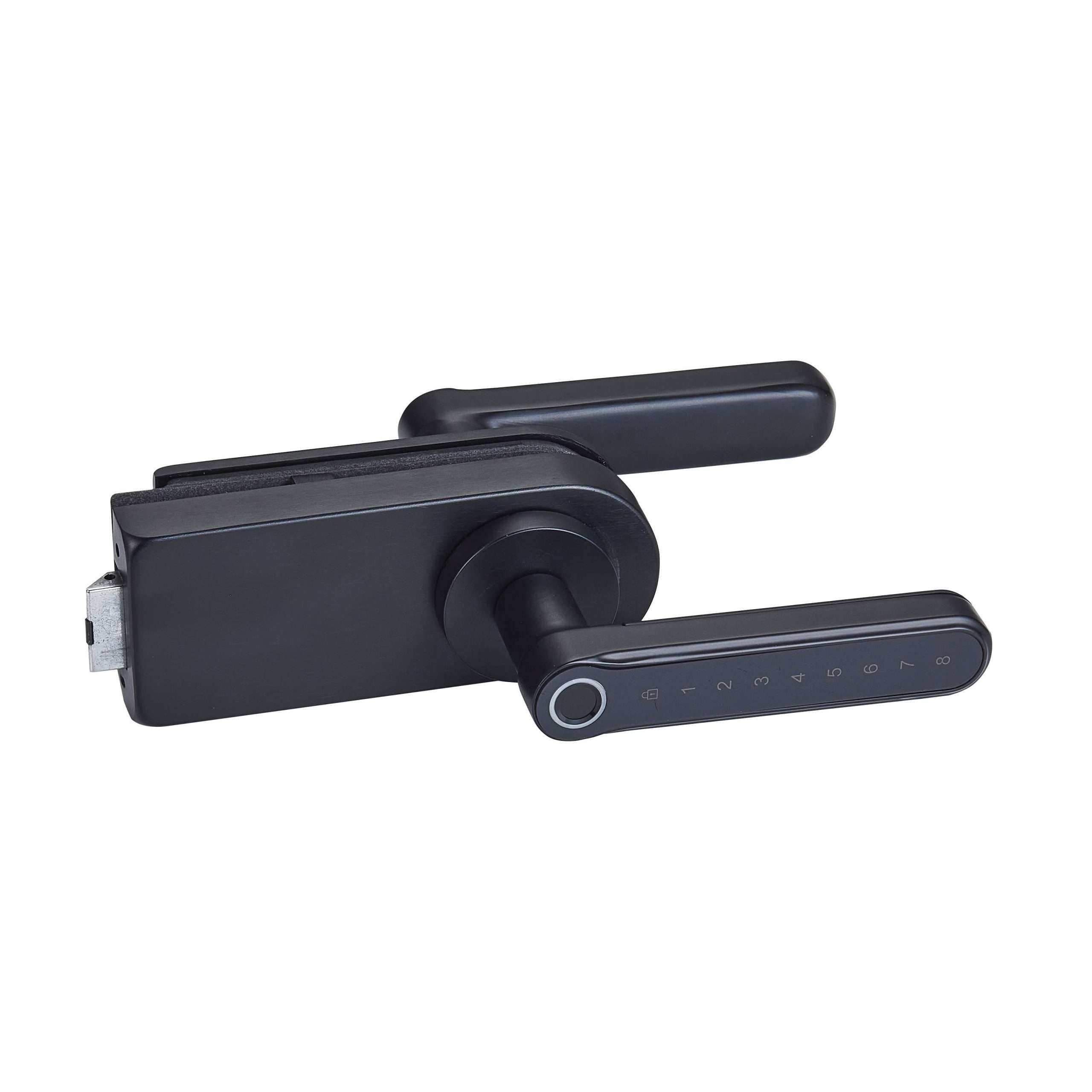 matte black frameless smart lock JPL-4500 with touch keypad lever handle