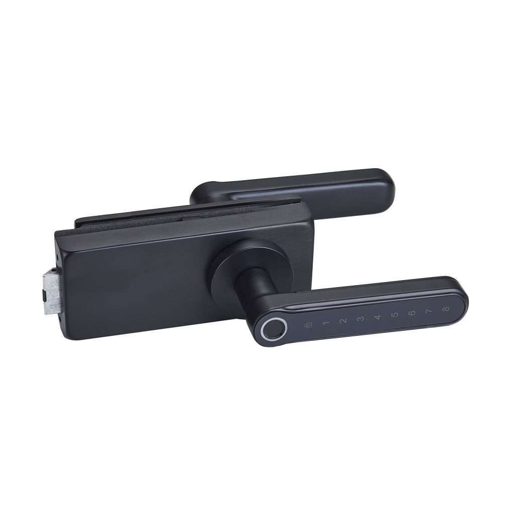 matte black rectangular frameless smart lock JPL-4510 with touch keypad lever handle